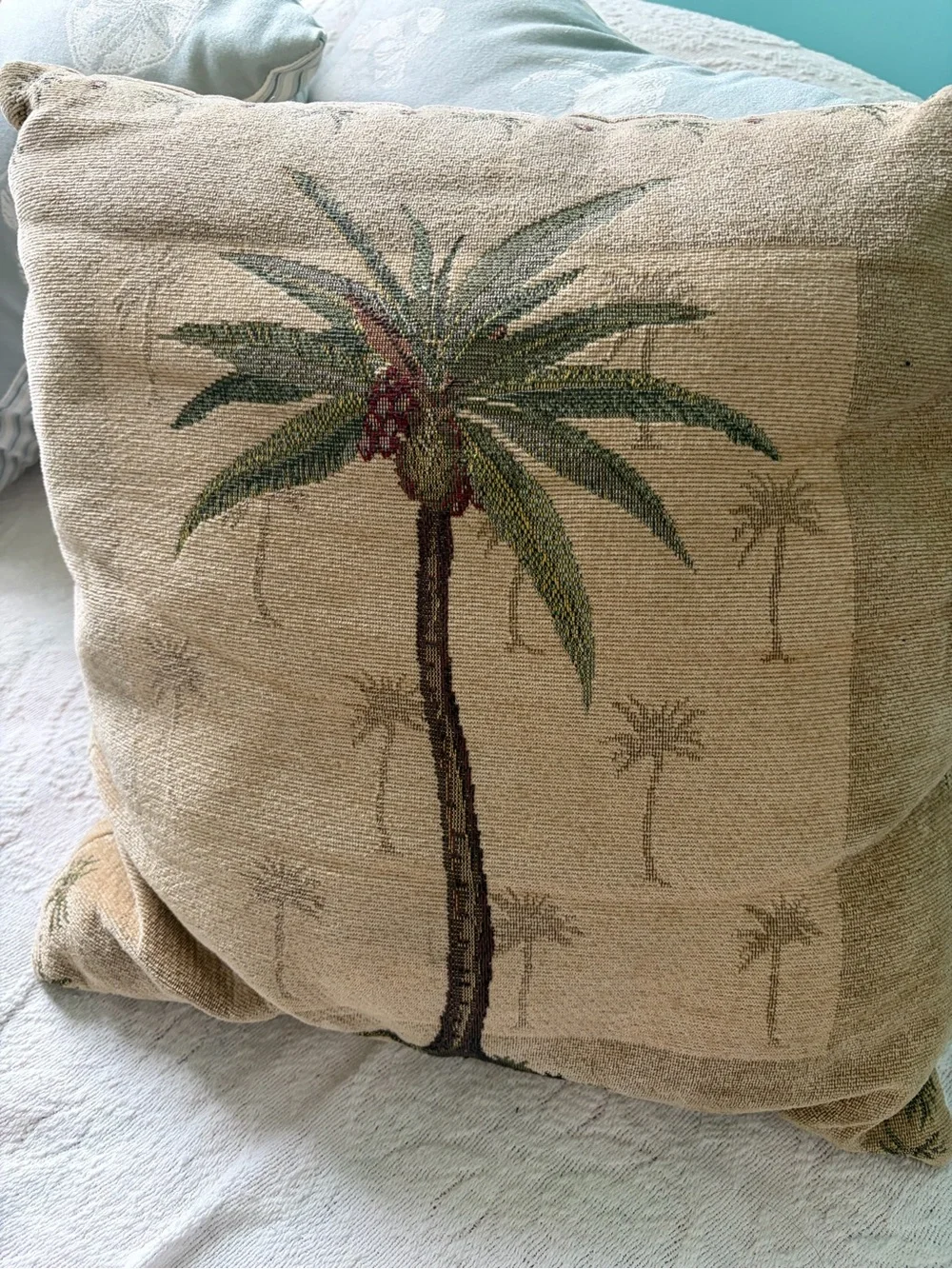 Palm Tree Decorative Throw Pillow - Beige